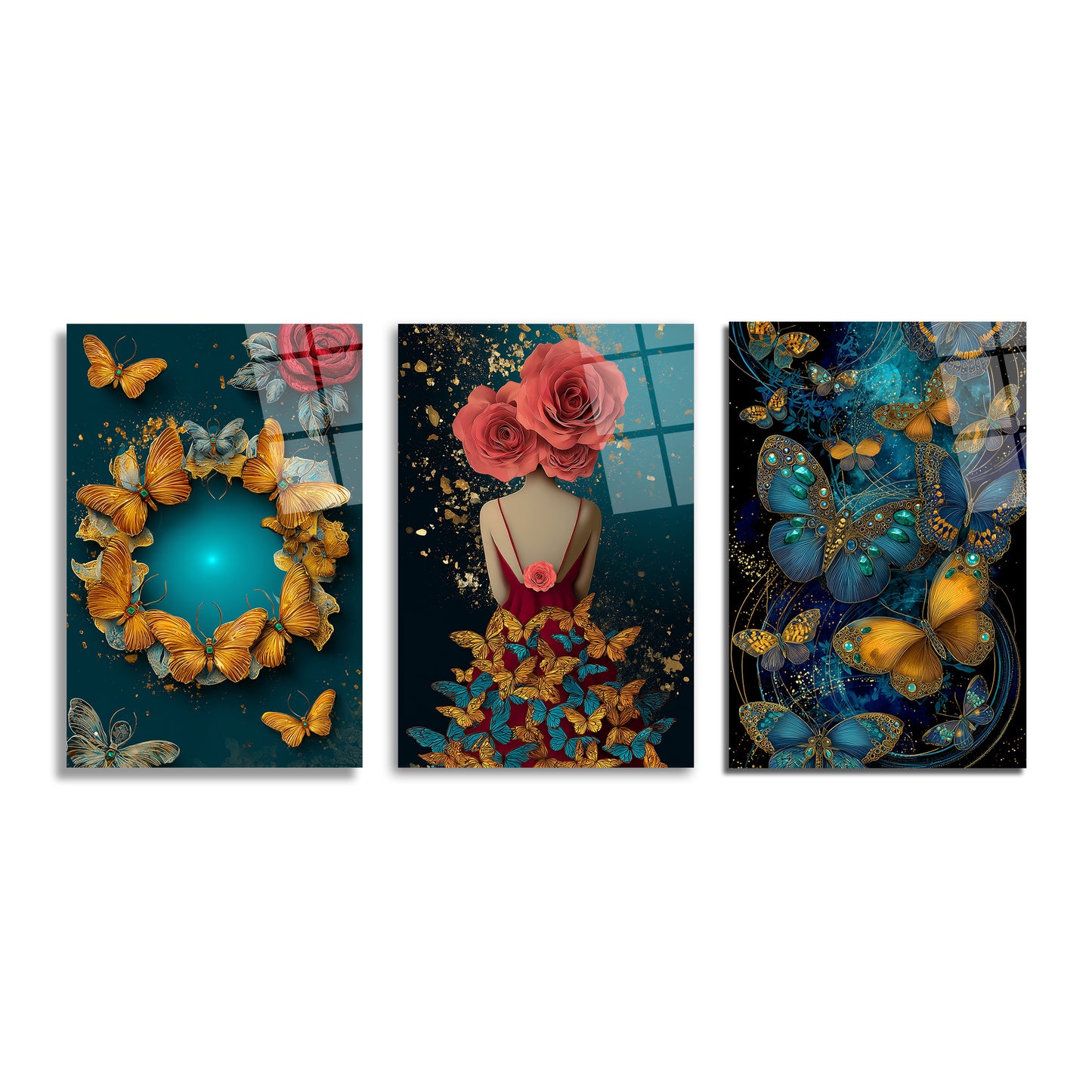 ÜÇLÜ DİKEY CAM TABLO SETİ - TT4078