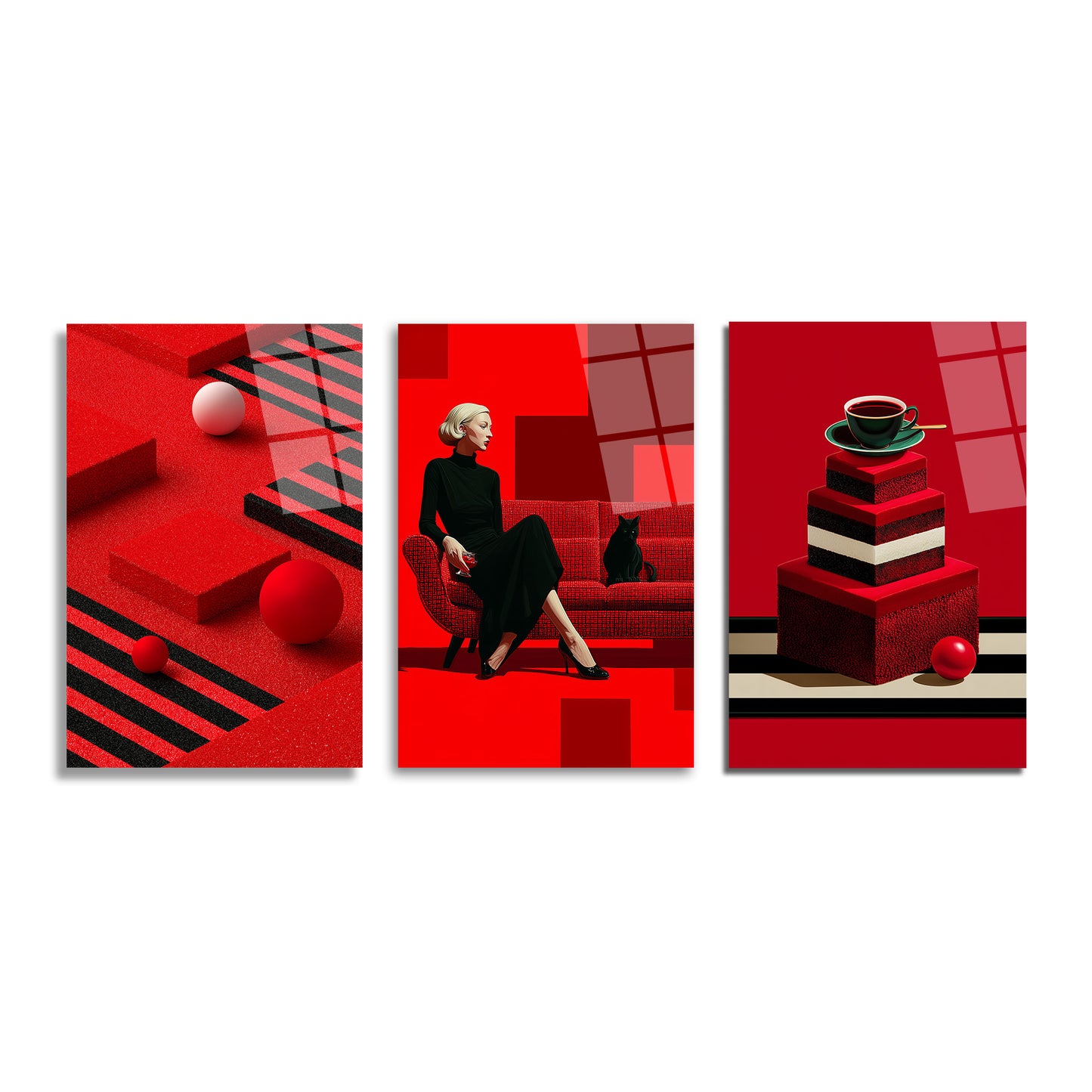 ÜÇLÜ DİKEY CAM TABLO SETİ - TT4122