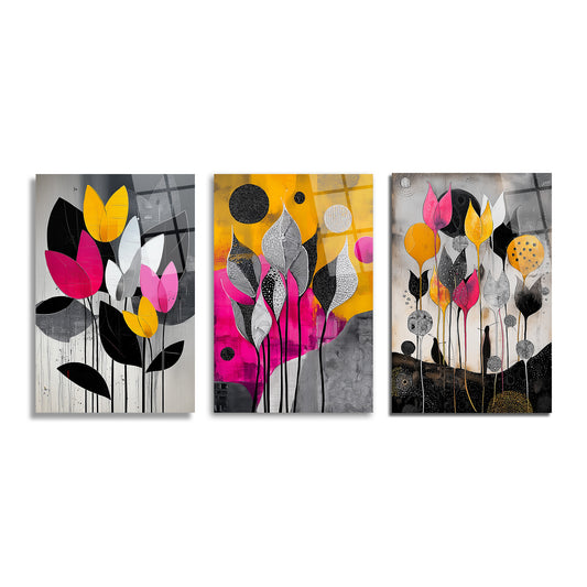 ÜÇLÜ DİKEY CAM TABLO SETİ - TT4142