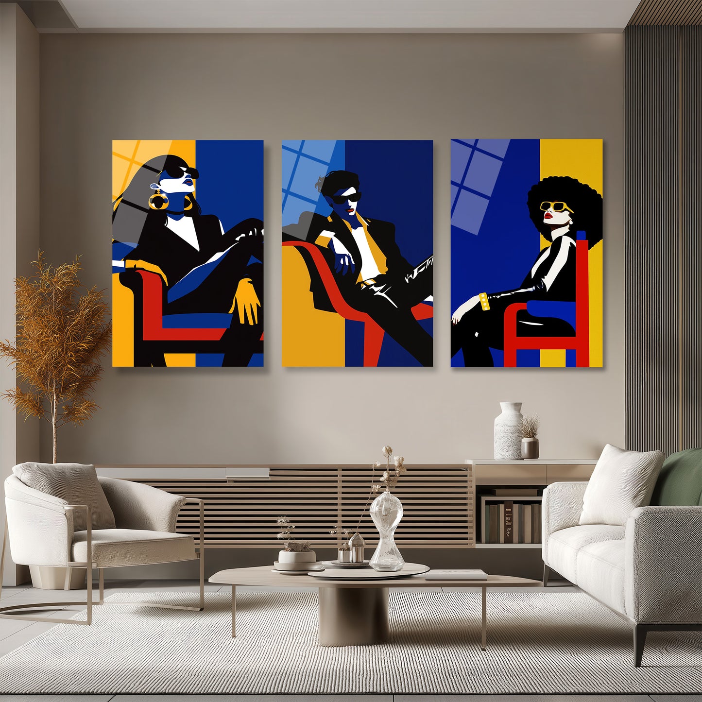 ÜÇLÜ DİKEY CAM TABLO SETİ - TT4118