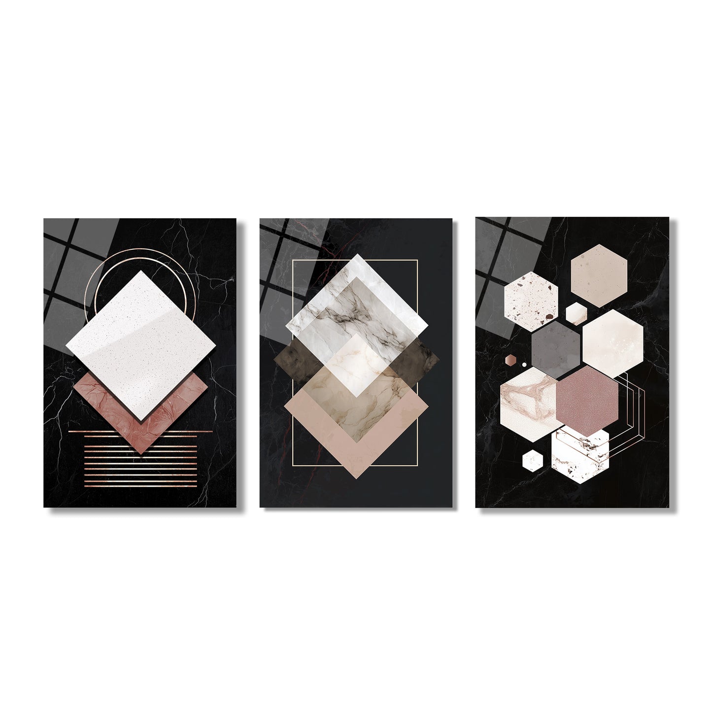 ÜÇLÜ DİKEY CAM TABLO SETİ - TT4068