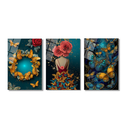 ÜÇLÜ DİKEY CAM TABLO SETİ - TT4078