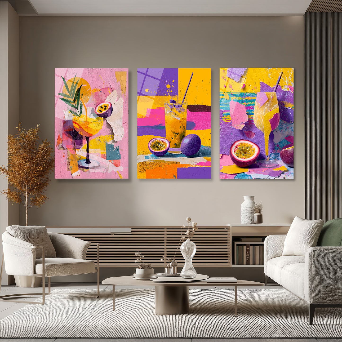 ÜÇLÜ DİKEY CAM TABLO SETİ - TT4120