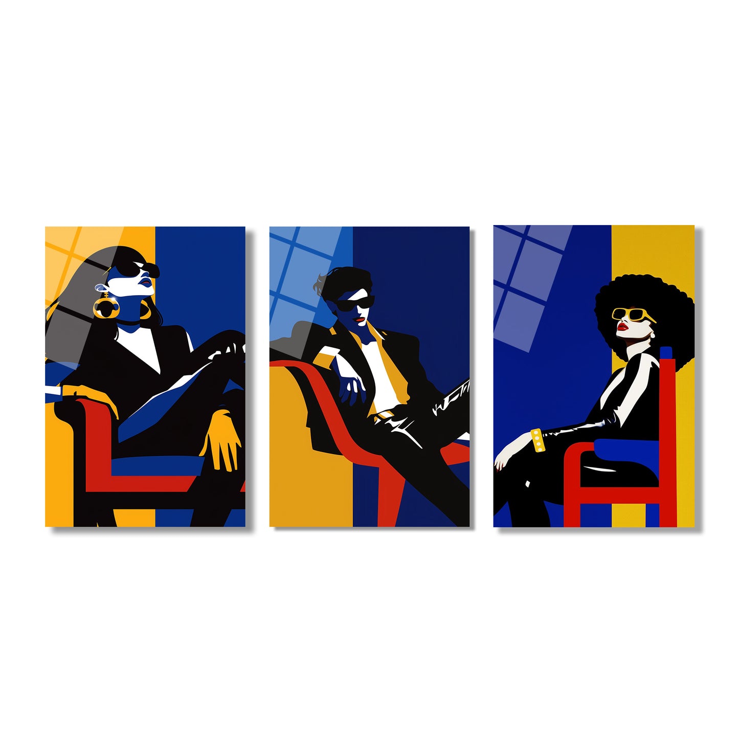 ÜÇLÜ DİKEY CAM TABLO SETİ - TT4118