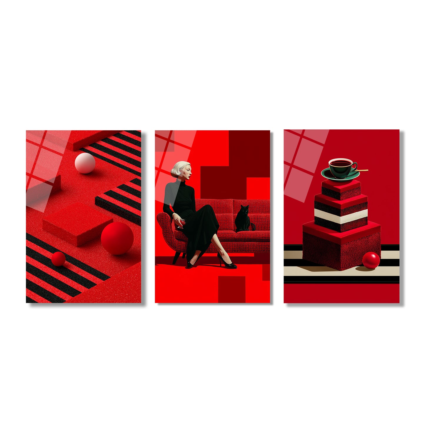 ÜÇLÜ DİKEY CAM TABLO SETİ - TT4122