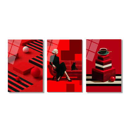 ÜÇLÜ DİKEY CAM TABLO SETİ - TT4122