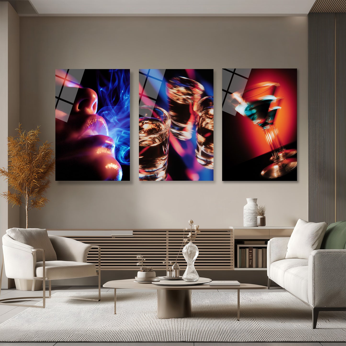 ÜÇLÜ DİKEY CAM TABLO SETİ - TT4126