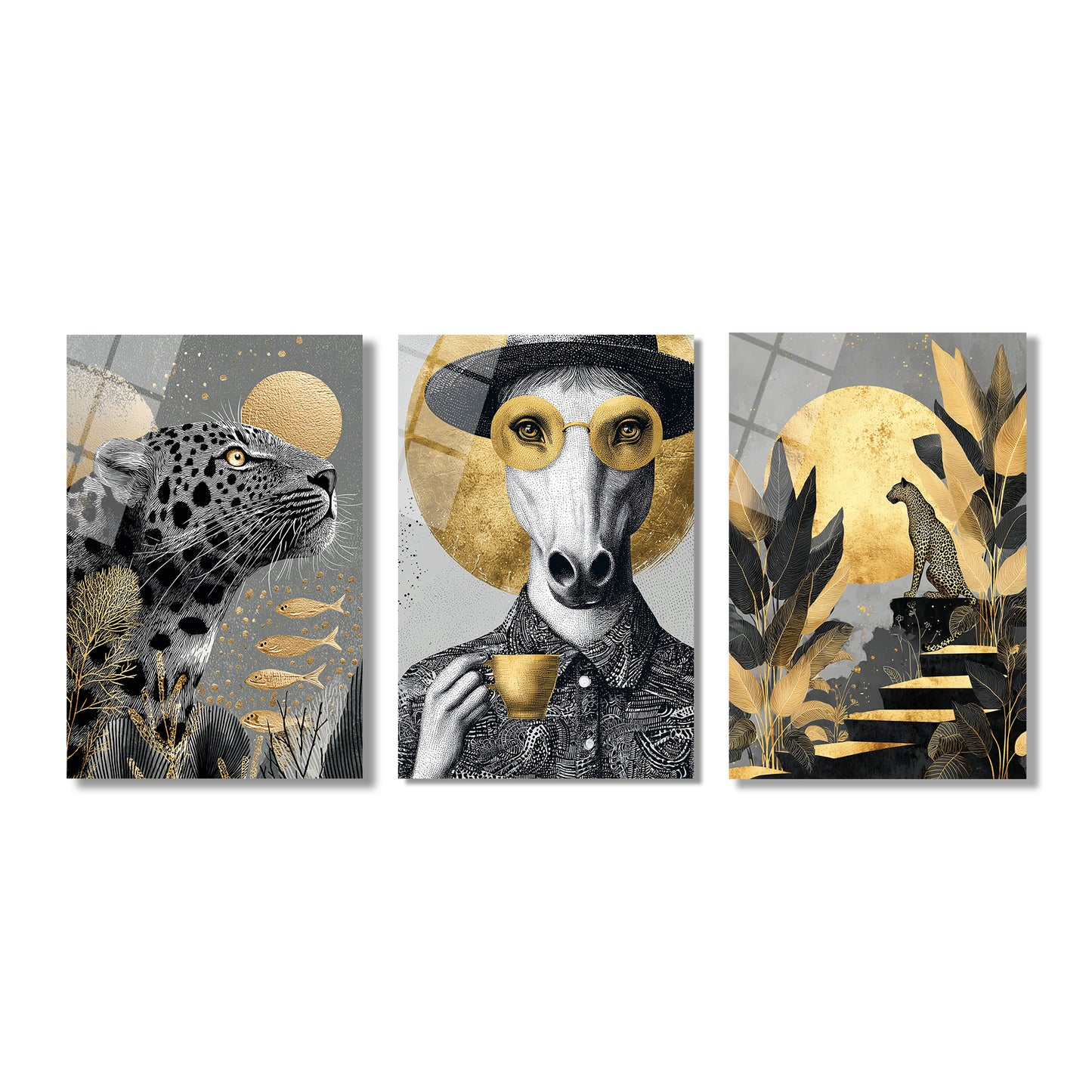 ÜÇLÜ DİKEY CAM TABLO SETİ - TT4135