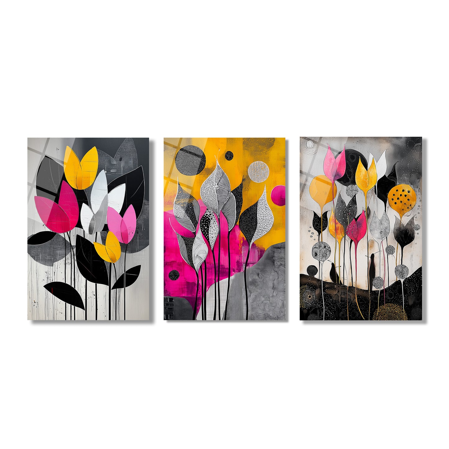 ÜÇLÜ DİKEY CAM TABLO SETİ - TT4142