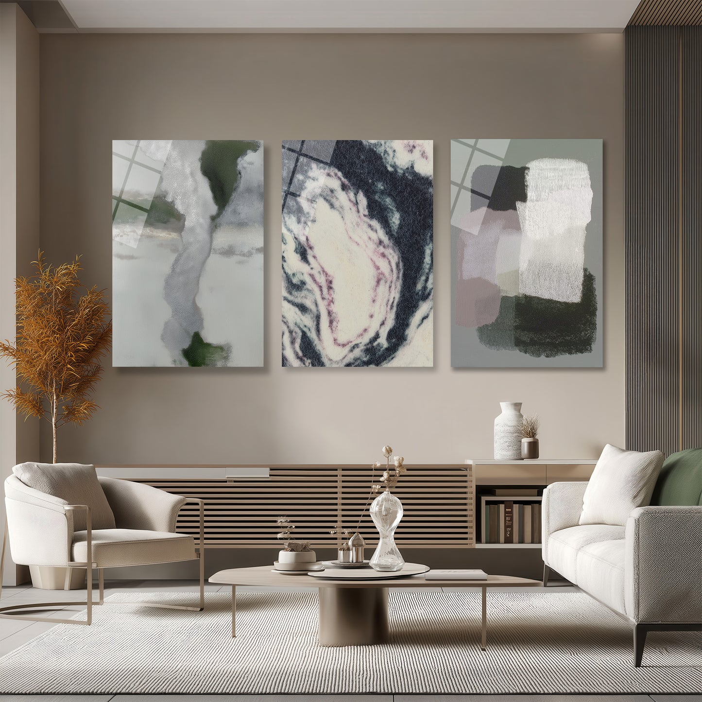 ÜÇLÜ DİKEY CAM TABLO SETİ - TT4132