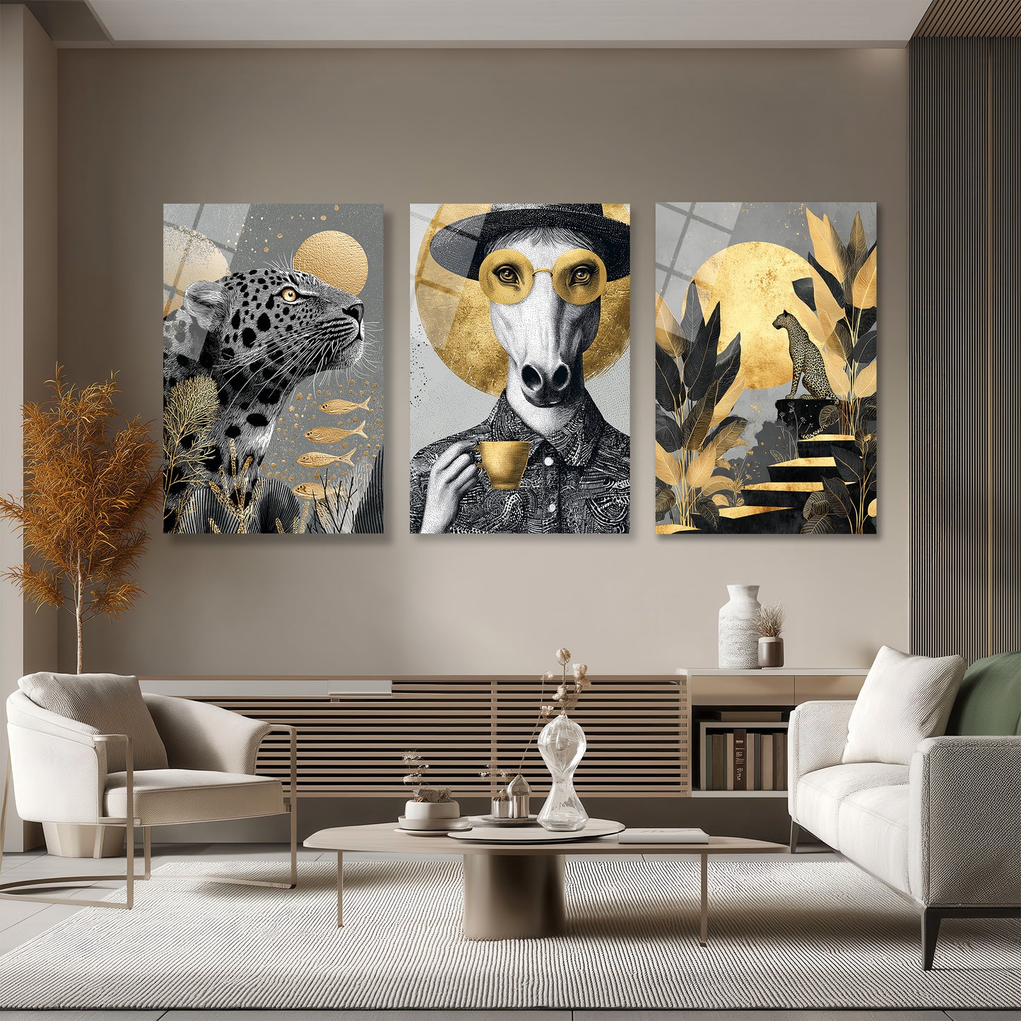 ÜÇLÜ DİKEY CAM TABLO SETİ - TT4135