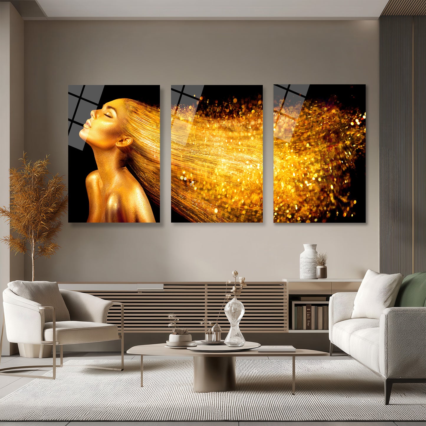 ÜÇLÜ DİKEY CAM TABLO SETİ - TT4074