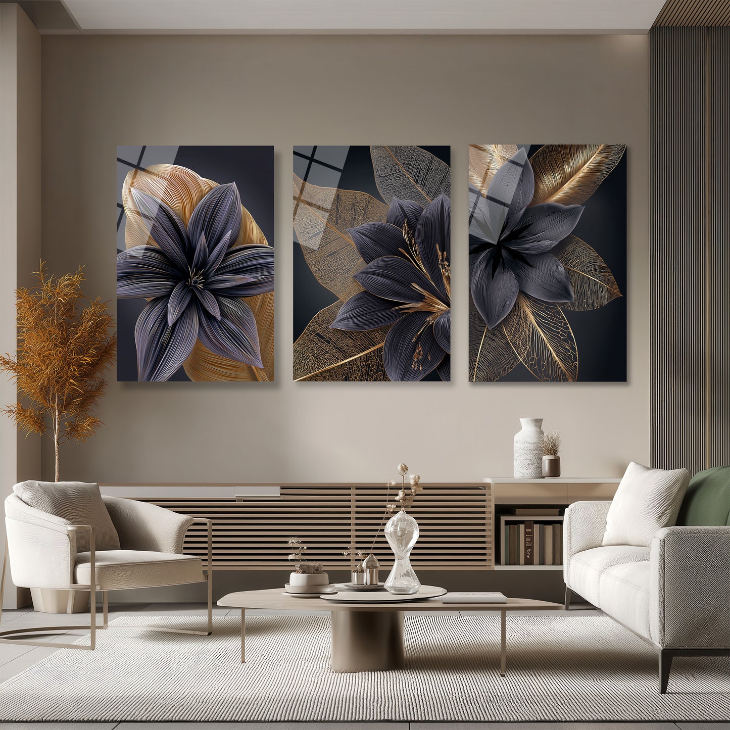 ÜÇLÜ DİKEY CAM TABLO SETİ - TT4081