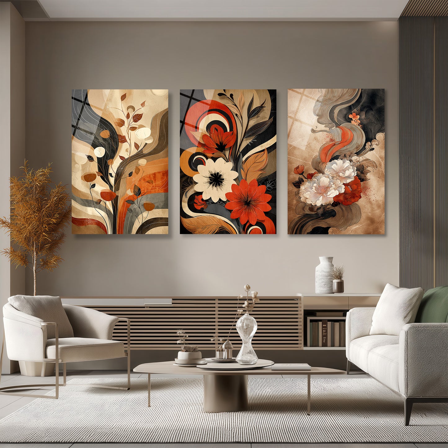 ÜÇLÜ DİKEY CAM TABLO SETİ - TT4141