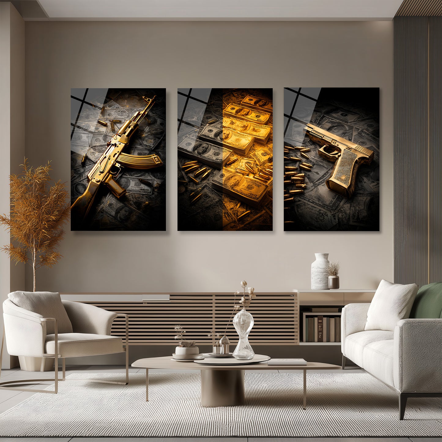 ÜÇLÜ DİKEY CAM TABLO SETİ - TT4145