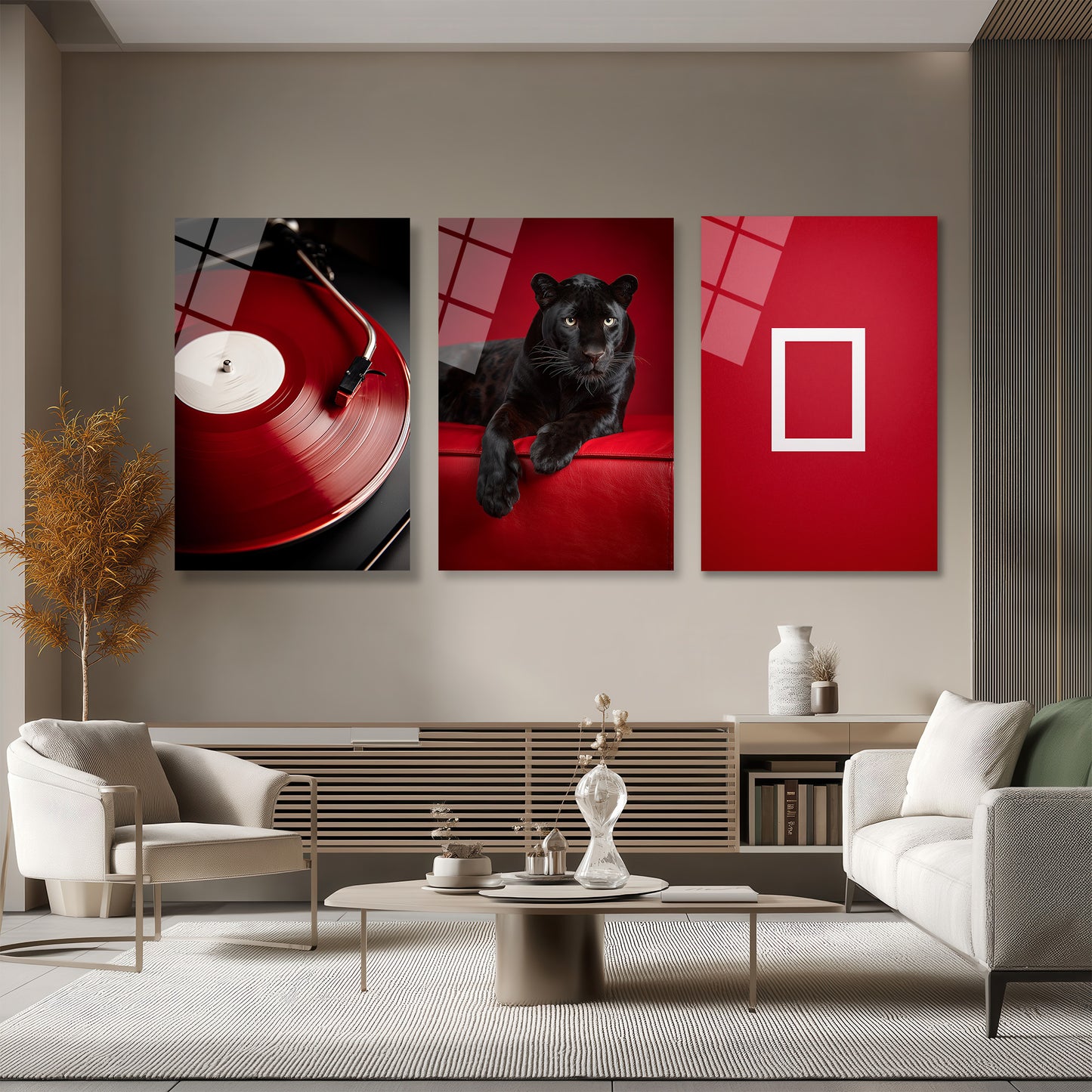 ÜÇLÜ DİKEY CAM TABLO SETİ - TT4153