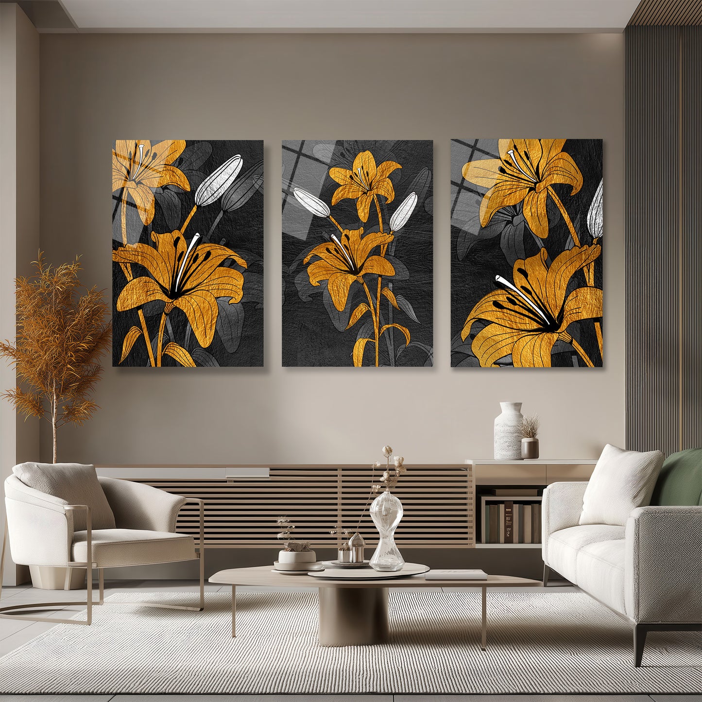 ÜÇLÜ DİKEY CAM TABLO SETİ - TT4083