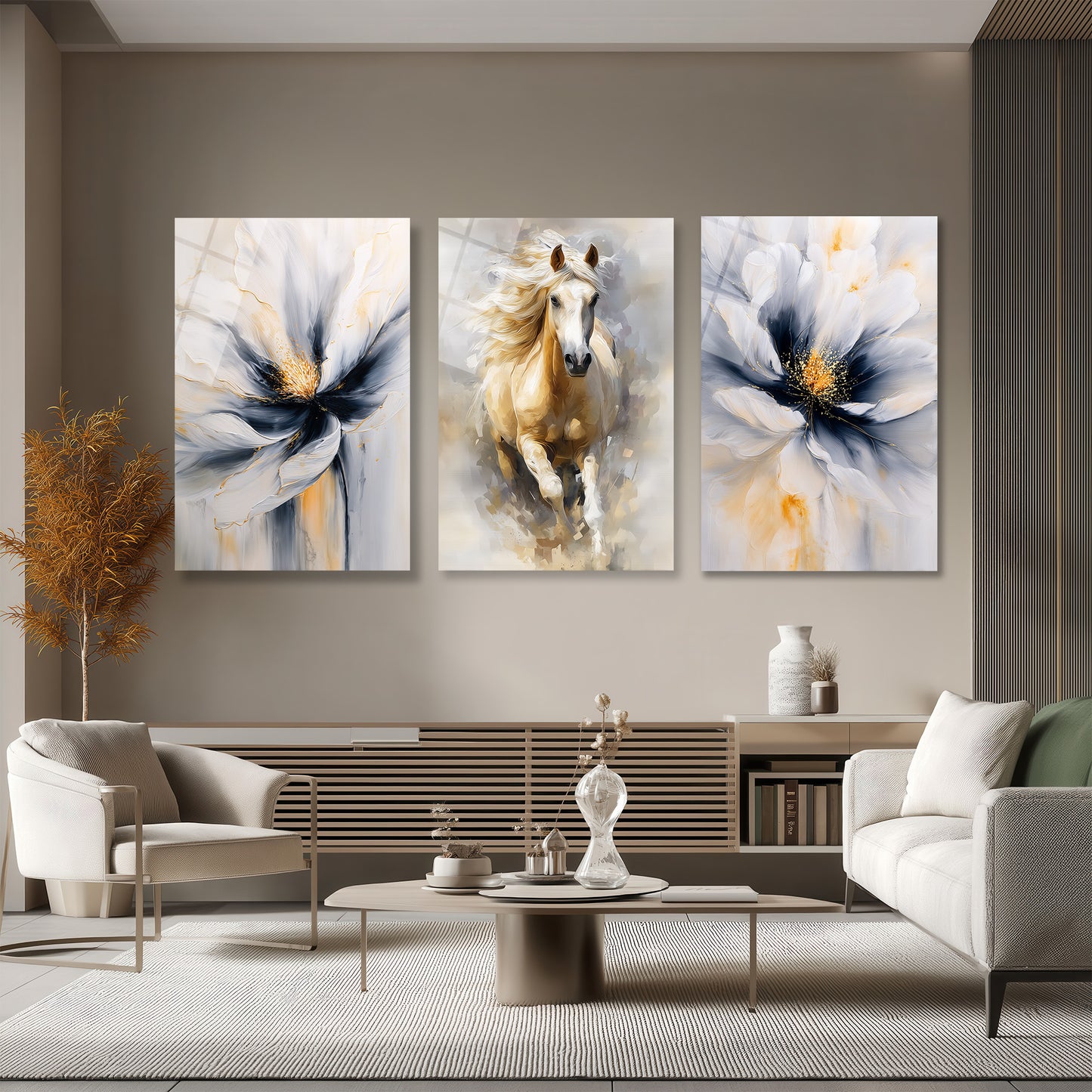 ÜÇLÜ DİKEY CAM TABLO SETİ - TT4157