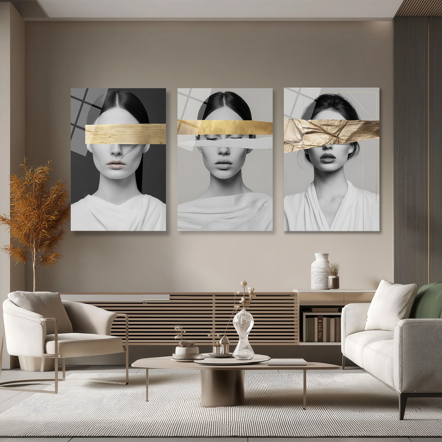 ÜÇLÜ DİKEY CAM TABLO SETİ - TT4159