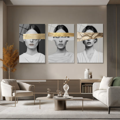 ÜÇLÜ DİKEY CAM TABLO SETİ - TT4159