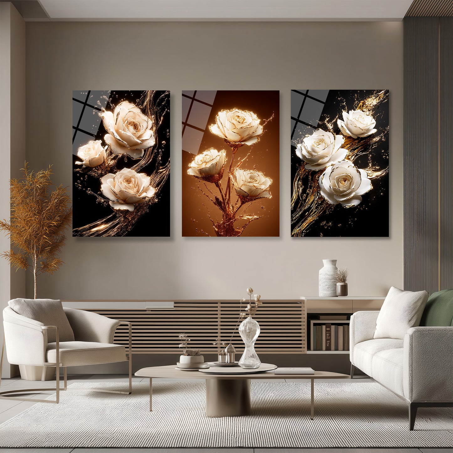 ÜÇLÜ DİKEY CAM TABLO SETİ - TT4163