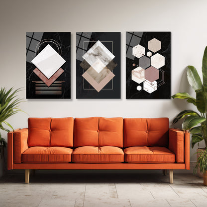 ÜÇLÜ DİKEY CAM TABLO SETİ - TT4068